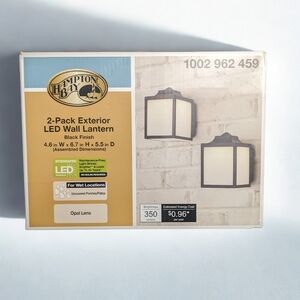 Hampton Bay 2-Pack Exterior LED Wall Lanterns – Black Finish, Opal Lens